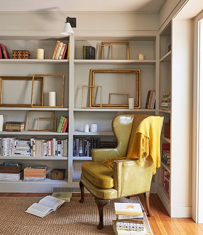 Home study painted in Benjamin Moore Edgecomb Gray