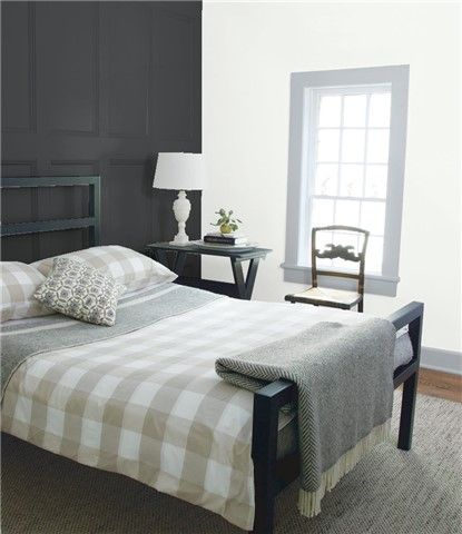Benjamin Moore Wrought Iron 2124-10 on a bedroom wall.