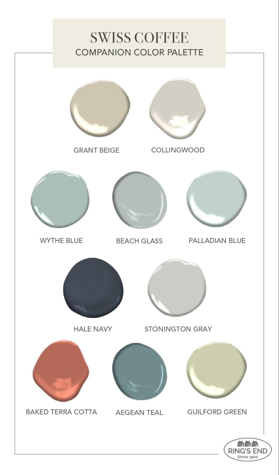 Color palette for Benjamin Moore Swiss Coffee