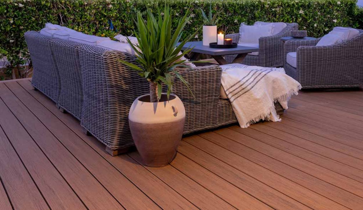 “Antique Leather” decking from the TimberTech Composite Reserve Collection
