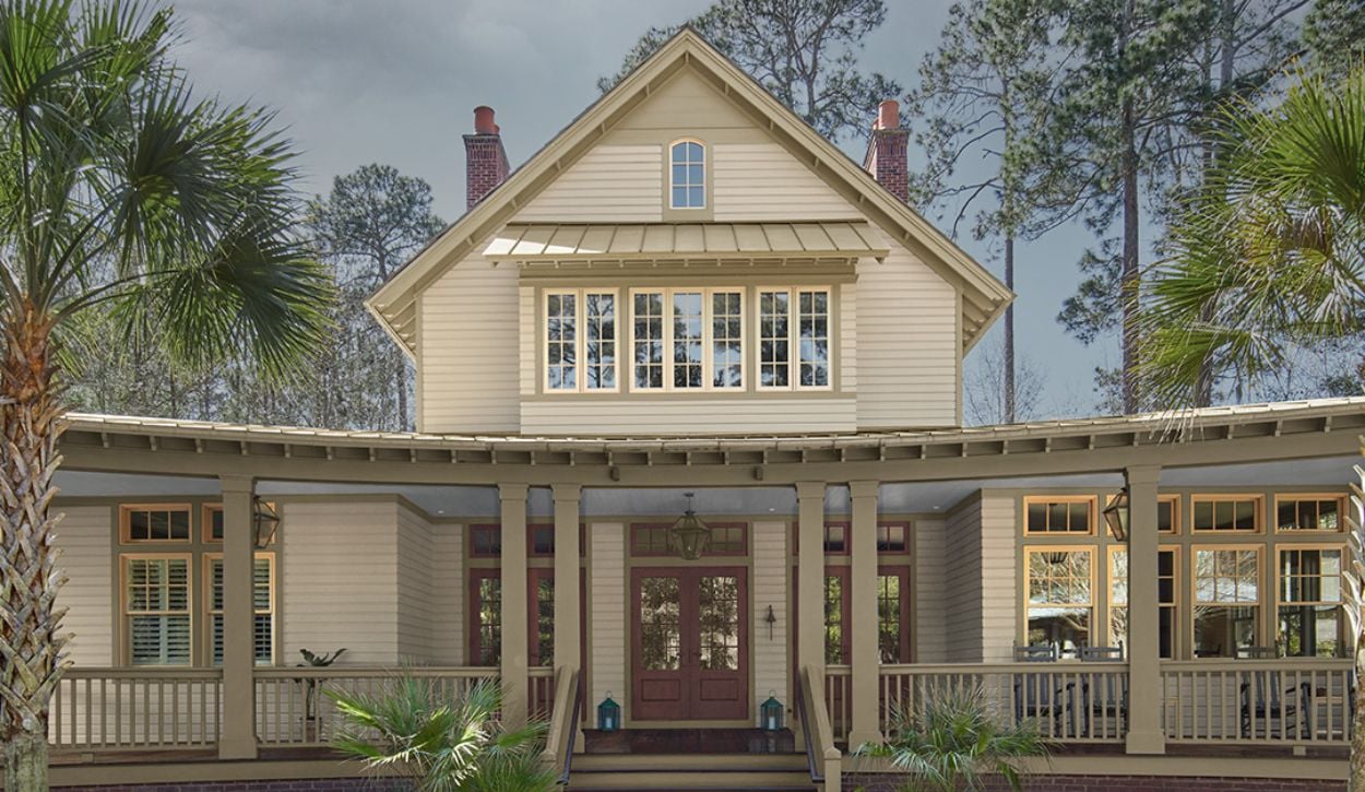 Newly painted house exterior in stormy climate