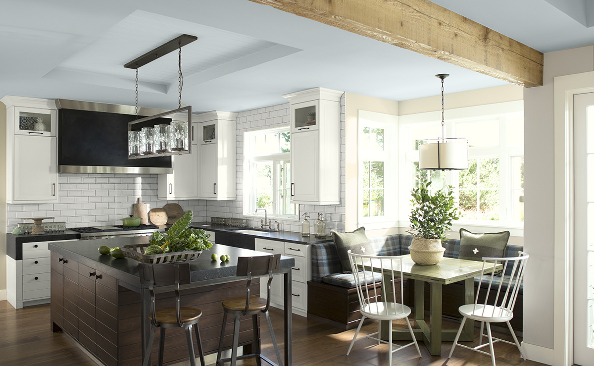 Kitchen featuring Benjamin Moore Waterborne Ceiling Paint, Ultra Flat, in Iceberg 2122-50