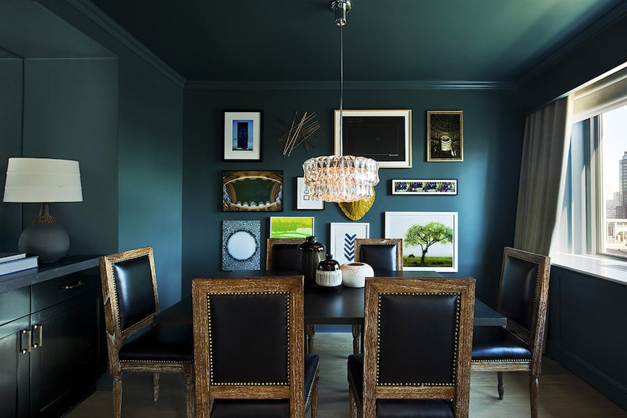 Dining room painted in Benjamin Moore Narragansett Green