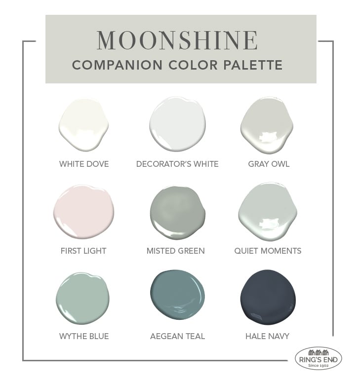 benjamin moore moonshine color palette with complementary colors