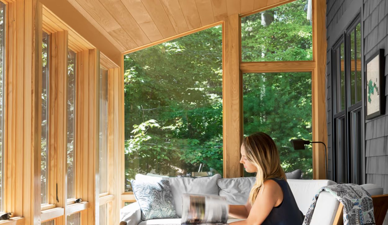 Marvin Elevate casement windows paired with Elevate specialty shape windows, creating a peaceful haven