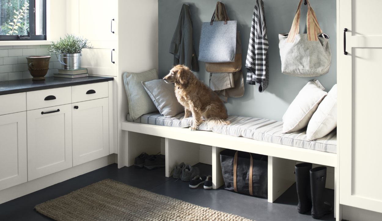 Mudroom in Benjamin Moore Cloud White OC-130