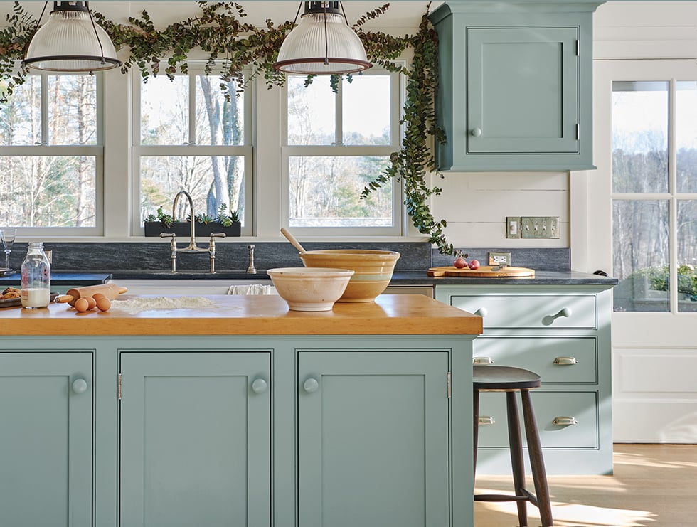 Benjamin Moore Wythe Blue kitchen cabinetry